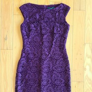 Purple Ralph Lauren Scallop Lace Dress Size 2